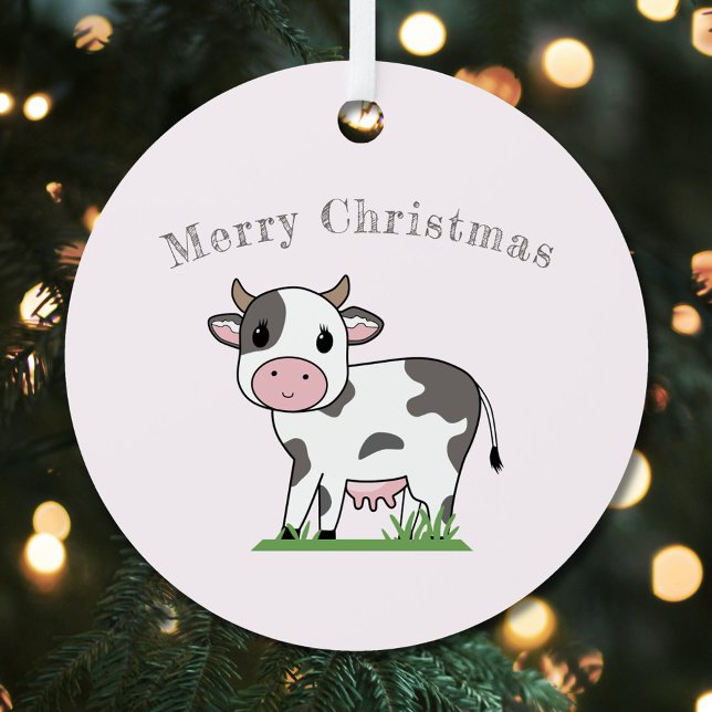 Joyeux ornement de Noël à la vache mignonne (Cute Cow Merry Christmas Ornament)