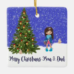 Joyeux ornement de Noël de la fille aux parents