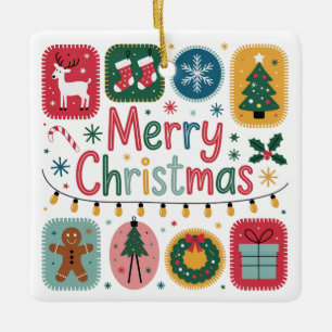 Joyeux ornement en céramique de Noël Festive