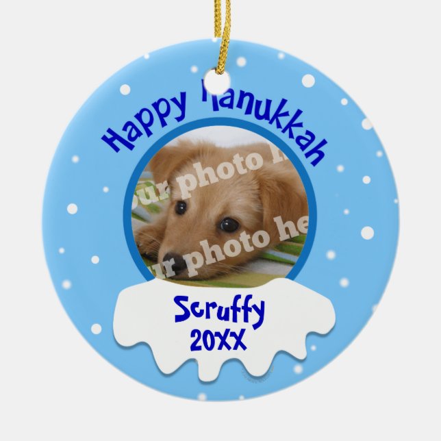 Joyeux ornement photo personnalisé Hanoukka (Devant)