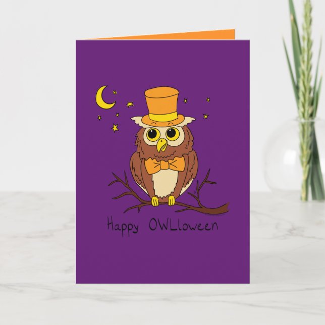 Joyeux Owloween - Carte de vœux drôle de hibou pou (Devant)