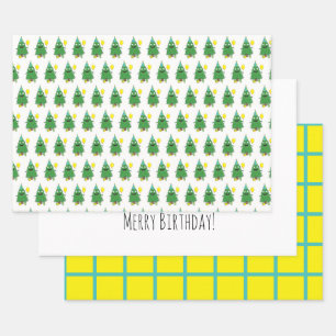 Joyeux papier d'enveloppement d'anniversaire