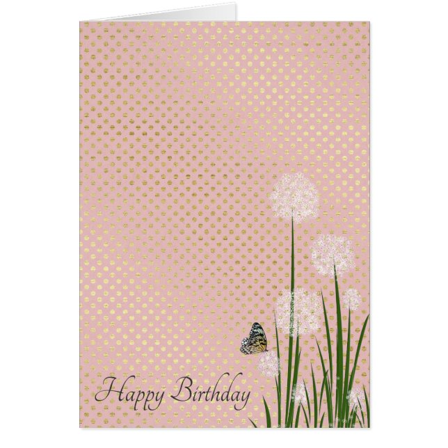 joyeux papillon d'anniversaire sur fleur bouffée (Devant)