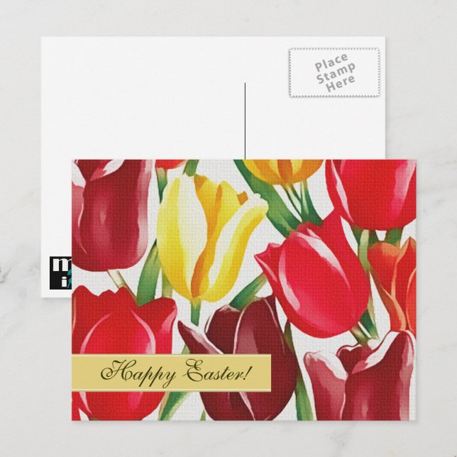 Joyeux Pâques. Cartes postales de peinture des tul (Devant / Derrière)