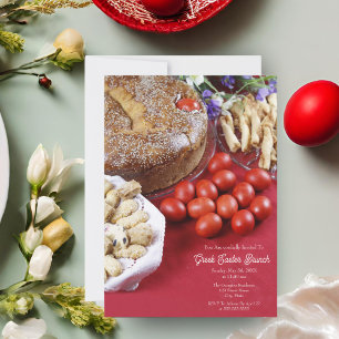 Joyeux Pâques grecs avec carte de pain Tsoureki