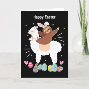 Joyeux Pâques Sloth et carte de vacances llama