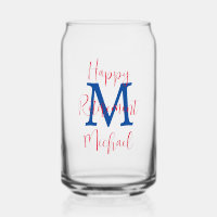 Joyeux Parti de retraite Blue Monogramme Nom rouge