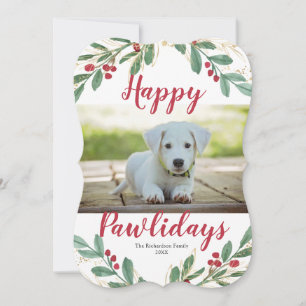 Joyeux Pawlidays Chien aquarelles Carte de Noël