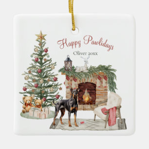 Joyeux Pawlidays Décoration de Chien - Doberman Pi