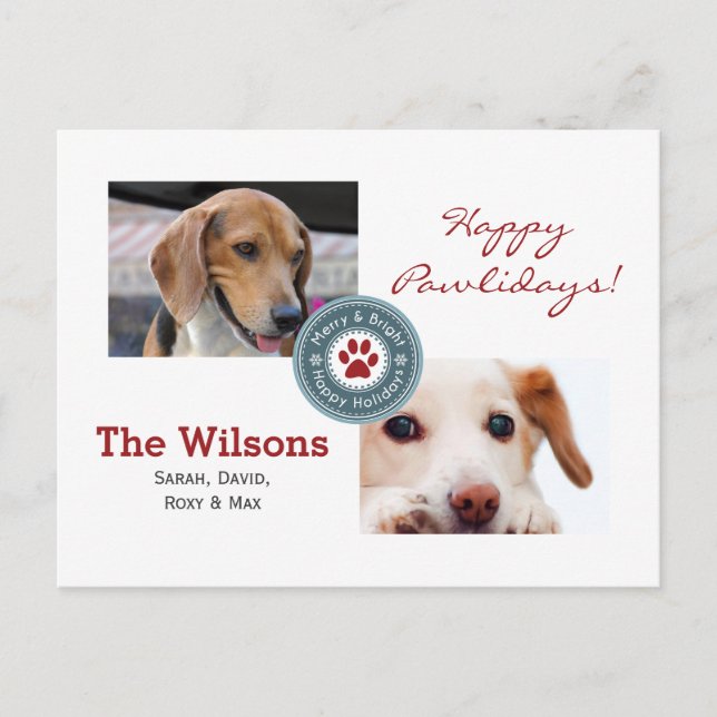 Joyeux Pawlidays Multiple Photo Pet Carte de vacan (Devant)
