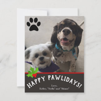 Joyeux Pawlidays Pet Photo Carte de Noël