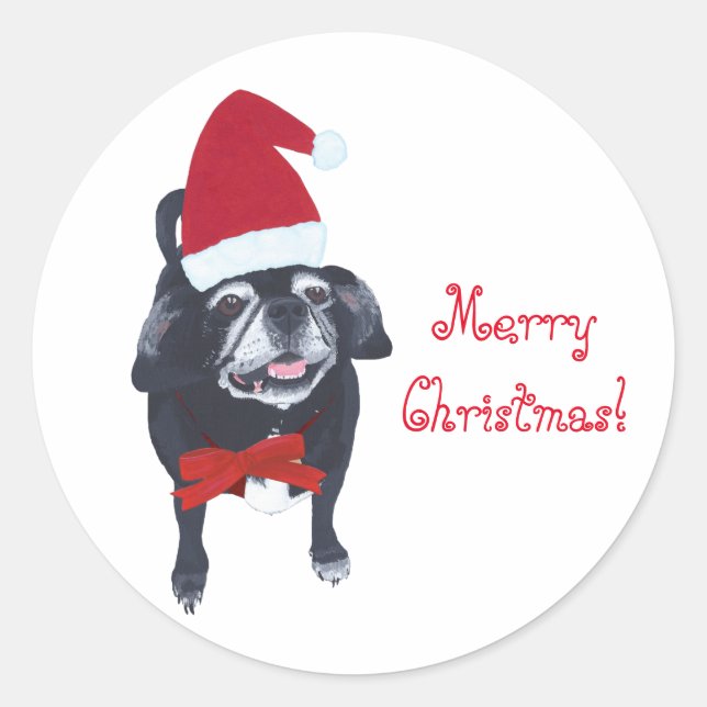 Joyeux Père Noël Carlin Chien Joyeux Stickers de N (Devant)