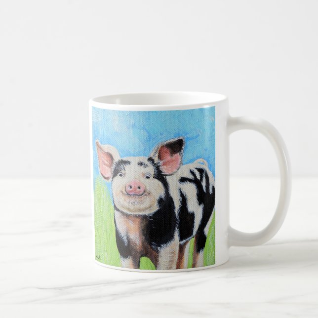 Joyeux Petit Cochon Peinture café Mug (Droite)