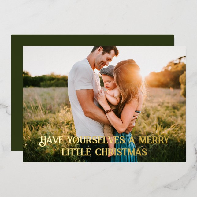 Joyeux petit Noël Foil Carte de vacances (Recto/Verso)