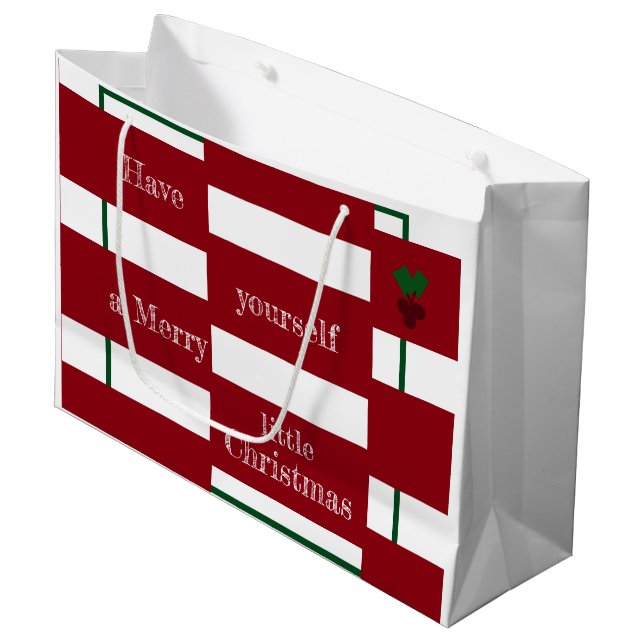 "Joyeux Petit Noël" Grand Sac Cadeau Glosseux (Devant Angle)