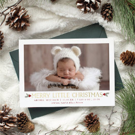 Joyeux petit Noël Nouveau bébé Foil Carte de vacan