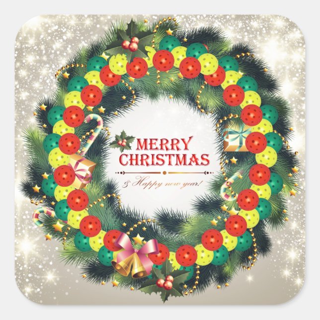 Joyeux Pickleball de Noël 1 Stickers (Devant)