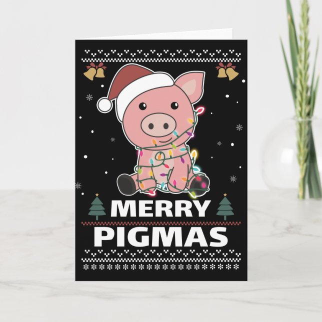 Joyeux Pigmas Carte de Noël drôle de cochon Pun (Devant)
