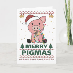Joyeux Pigmas Funky Pig Carte de jeu de Noël