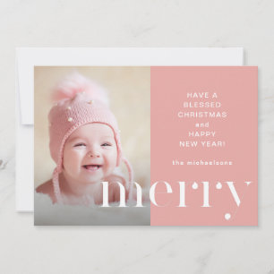 Joyeux Pink Photo Carte de Noël voeux de Noël