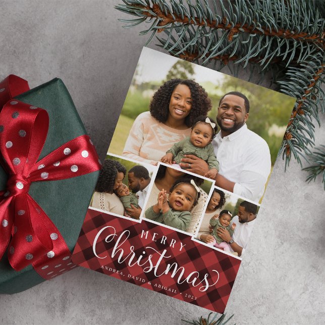 Joyeux Plaid | Carte de collage photo de vacances (Créateur téléchargé)