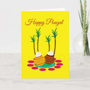 Joyeux Pongal, avec une carte de pot de riz et de