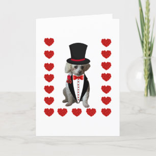 Joyeux Poodle Tuxedo Carte de note pliée