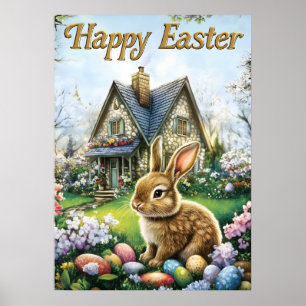 Joyeux Poster d'Oeuf De Lapin De Pâques