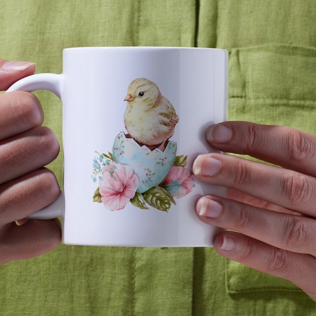 Joyeux poulet de Pâques et Mug de Pâques (Happy Easter Watercolor Chick and Egg Easter Mug
)