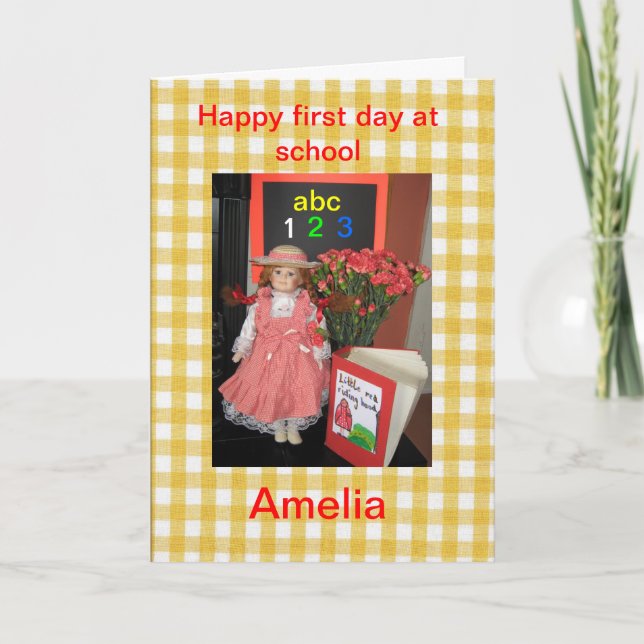 Joyeux premier jour à l'école Carte Amelia. (Devant)
