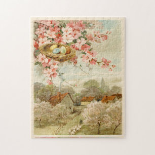 Joyeux puzzle de la ville pastorale Vintage de Pâq