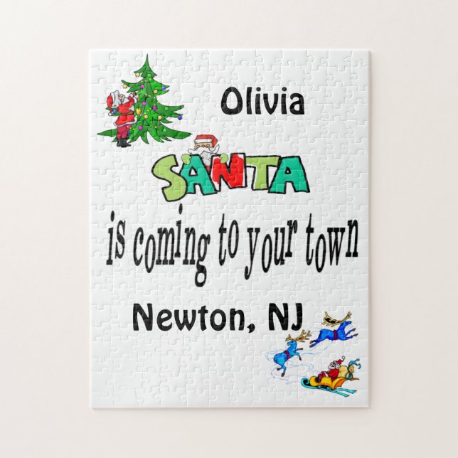 Joyeux puzzle de Noël Père Noël arrive à la ville (Vertical)