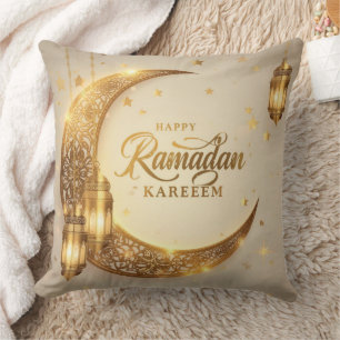 Joyeux Ramadan Kareem Oreiller Lune Dorée