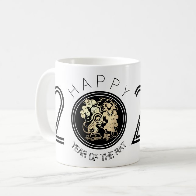 Joyeux Rat chinois Nouvel An 2020 Mug blanc 3 (Devant gauche)
