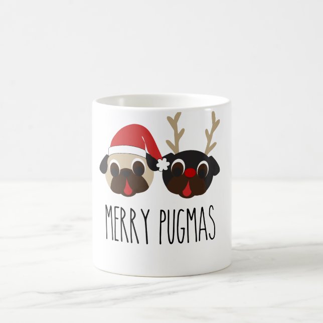 Joyeux renne de Noël de Pugmas et tasse de carlin (Centre)