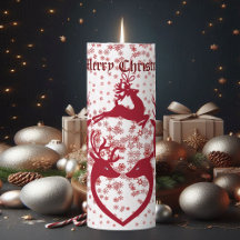 Joyeux rennes de Noël Bougie de pilier artistique