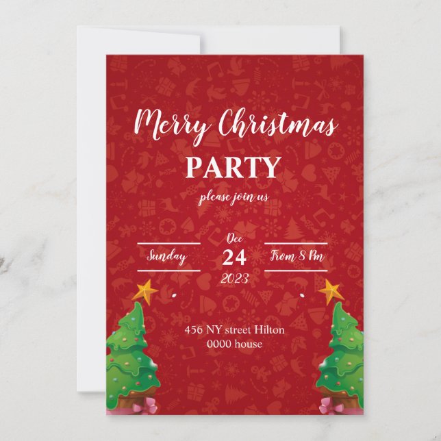Joyeux ritsmans carte invitation, Red Xmas Card (Devant)