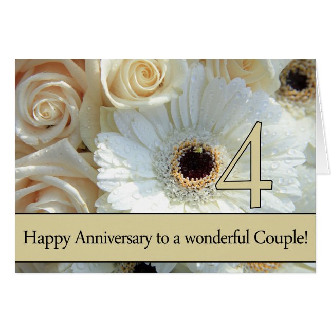 Joyeux roses du 4e anniversaire (Devant horizontal)