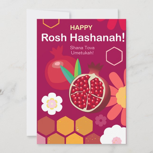 Joyeux Rosh Hashanah Juif Nouvel An Modèle Floral (Devant)