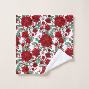 Joyeux rouge Poinsettia Fleurs Feuilles ivoire Aqu