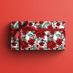 Joyeux rouge Poinsettia Fleurs Feuilles ivoire Aqu