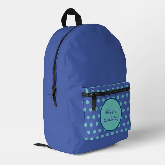 Joyeux sac à dos d'anniversaire (Denim Blue & Aqua (Coin arrière gauche)