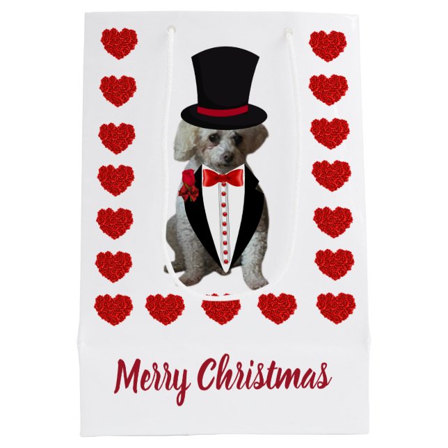 Joyeux sac cadeau de caniche de Noël (Dos)