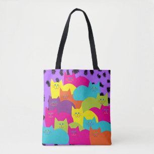 Joyeux sac fourre-tout de chats colorés