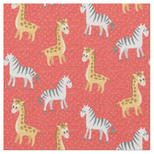 Joyeux Safari Zèbres et Giraffes tissu mignon