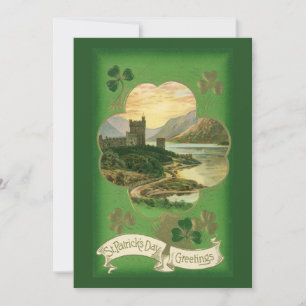 Joyeux Saint-Patrick Vintage Carte de voeux Châtea