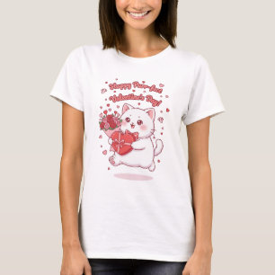 Joyeux Saint-Valentin T-Shirt Chat Kawaii