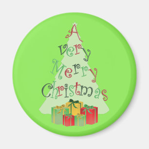 Joyeux sapin de Noël et présente des Magnets