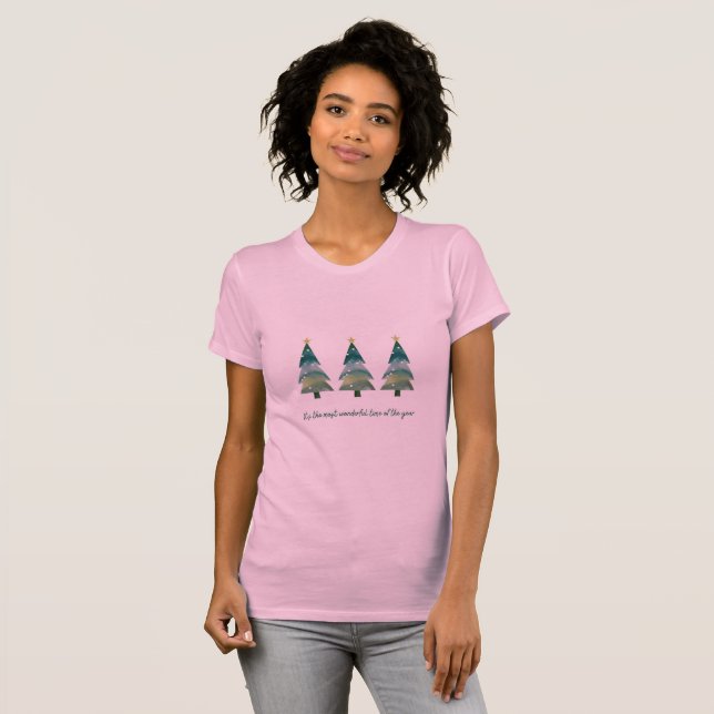 Joyeux sapin de Noël, hibou, T-shirt cerf (Devant entier)