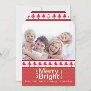 Joyeux sapin rouge et Carte photo de famille lumin